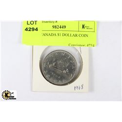 H) 1968 CANADA $1 DOLLAR COIN