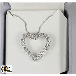 STERLING SILVER GENUINE WHITE TOPAZ HEART-SHAPED