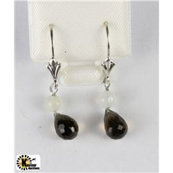 STERLING SILVER GENUINE SMOKEY QUARTZ EARRINGS
