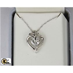 STERLING SILVER GENUINE WHITE TOPAZ HEART-SHAPED