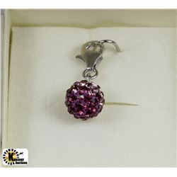 STERLING SILVER PURPLE CUBIC CRYSTAL SPHERE PENDANT