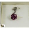 Image 1 : STERLING SILVER PURPLE CUBIC CRYSTAL SPHERE PENDANT
