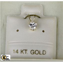 14KT GOLD CUBIC ZIRCONIA HEART-SHAPED PENDANT