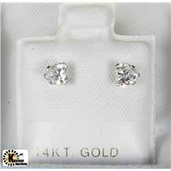 14KT GOLD CUBIC ZIRCONIA HEART-SHAED EARRINGS