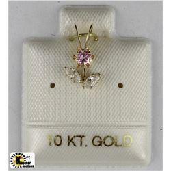 10KT GOLD CUBIC ZIRCONIA FLOWER PENDANT