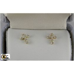 14KT GOLD CUBIC ZIRCONIA CROSS EARRINGS