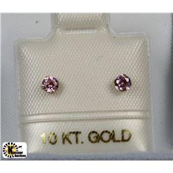 10KT GOLD PINK CUBIC ZIRCONIA EARRINGS