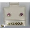 Image 1 : 10KT GOLD PINK CUBIC ZIRCONIA EARRINGS