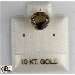 10KT GOLD GENUINE SMOKEY QUARTZ PENDANT