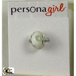 STERLING SILVER PERSONA GIRL SINGLE GREEN POLKA-