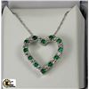 Image 1 : STERLING SILVER SIMULATED EMERALD HEART-SHAPED