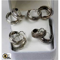 STERLING SILVER HOOP EARRINGS (4PAIRS)