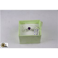 31) .925 SILVER WITH NATURAL AMETHYST & CZ RING