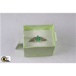 15) .925 SILVER WITH NATURAL RUBY,EMERALD RING