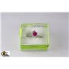 Image 1 : 28) .925 SILVER WITH NATURAL RUBY & CZ RING