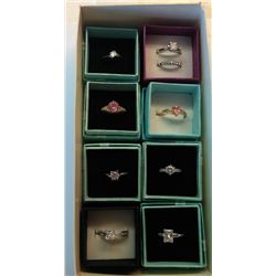 LOT OF 8 FASHION RINGS CZ & SWAROVSKI CRYSTAL