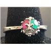 Image 1 : NATURAL RUBY, EMERALD & CZ 925 STAMPED SILVER RING