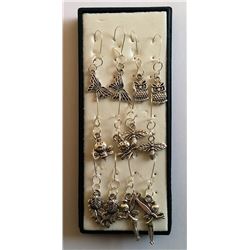 LOT OF 6 SILVERTONE FASHION EARRINGS