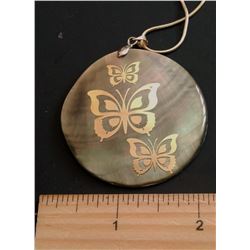 ABALONE PENDANT WITH SILVER BUTTERFLY OVERLAY
