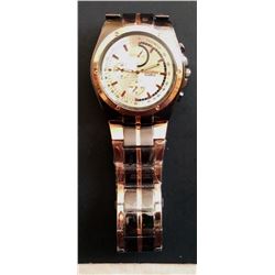 NEW MEN'S BLACK & COPPER STAINLESS STEEL WATCH