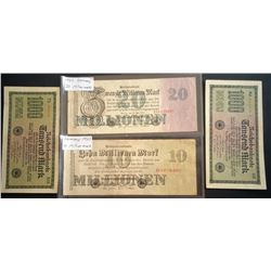 LOT OF 4 VINTAGE GERMAN BANK NOTES: