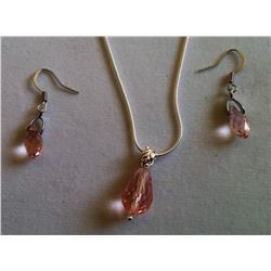 HAND SET PALE PINK SWAROVSKI CRYSTAL EARRINGS