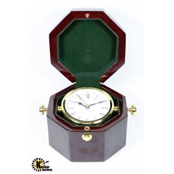 BRASS CLOCK IN CHERRYWOOD BOX