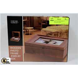 NEW IN BOX WOODEN PHOTO FRAME JEWELLERY BOX
