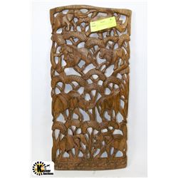 HAND CARVED WOODEN ANIMAL PLAQUE