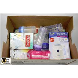 BOX OF NEW BABY PRODUCTS INCL.  BOTTLE