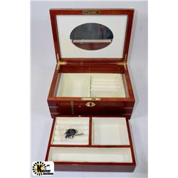 WOODEN  JEWELLERY BOX WITH KEY