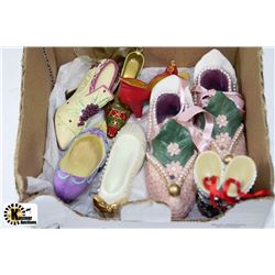 BOX OF COLLECTIBLE CERAMIC AND BISQUE HIGH HEEL