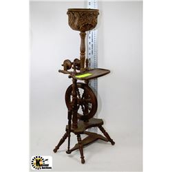 VINTAGE SPINNING WHEEL PLANTER
