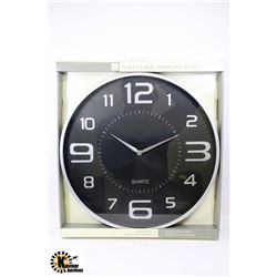 NEW 18" MODERN SILVER TONE WALL CLOCK