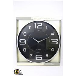 NEW 18" MODERN SILVER TONE WALL CLOCK