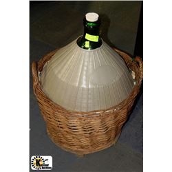 VINTAGE WINE MAKING BOTTLE WITH WICKER & PLASTIC
