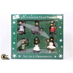 SET OF SIX NUTCRACKER BALLET ORNIMENTS