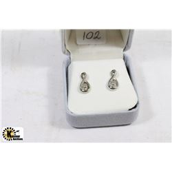 #102-ST.SILVER DIAMOND EARRINGS WITH COA