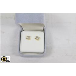 #122-ST.SILVER GOLD PLATED DIAMOND EARRINGS W/COA