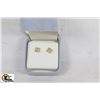 Image 1 : #122-ST.SILVER GOLD PLATED DIAMOND EARRINGS W/COA