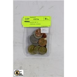 #183-PACKAGE OF 15 INTERNATIONAL COINS.
