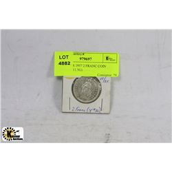 #144-SWISS 1957 2 FRANC COIN (APPROX. 11.5G).