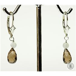 #6-STERLING SILVER SMOKEY TOPAZ EARRINGS