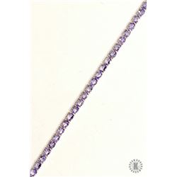 #9-STERLING SILVER TANZANITE TENNIS BRACELET