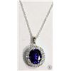 Image 1 : #13-STERLING SILVER CREATED SAPPHIRE & CZ PENDANT