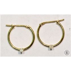 #17-14K GOLD DIAMOND HOOP EARRINGS -COMES WITH COA