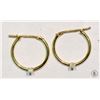 Image 1 : #17-14K GOLD DIAMOND HOOP EARRINGS -COMES WITH COA