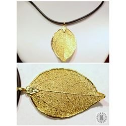 #19-14K GOLD PLATED LEAF PENDANT - COMES WITH COA