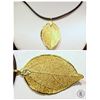Image 1 : #19-14K GOLD PLATED LEAF PENDANT - COMES WITH COA