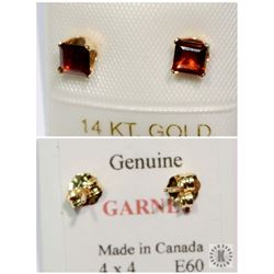 #20-14K GOLD GARNET EARRINGS
